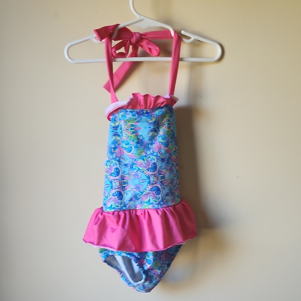 Stevie Grace & Co. Girls Size 5T-6 Swimwear with Pink and Blue Paisley Design